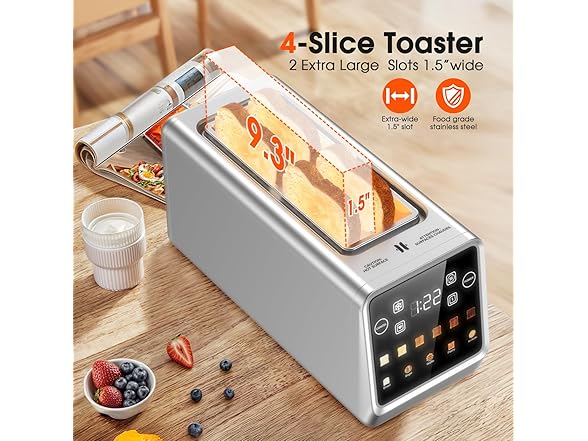 4 Slice Touch Screen Toaster Wide Slot
