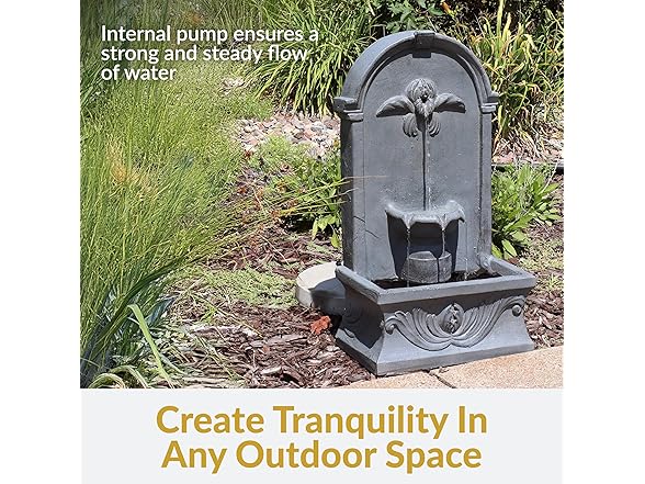 Sunnydaze 28-Inch Outdoor French-Inspired Flat Back Water Fountain