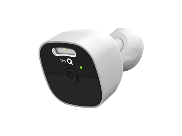 Chamberlain myQ Outdoor Battery Camera | 2K Camera, Color Night Vision, Spotlight, Motion Alerts, Live View with Two-Way Talk, Wireless, Weather-Resistant, Outdoor, White (Open Box)