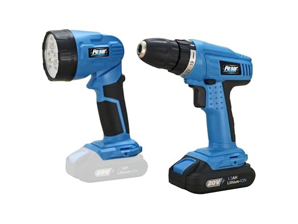 Pulsar 20V Cordless 1.3Ah Lithium-Ion Drill/Driver & Work Light Kit