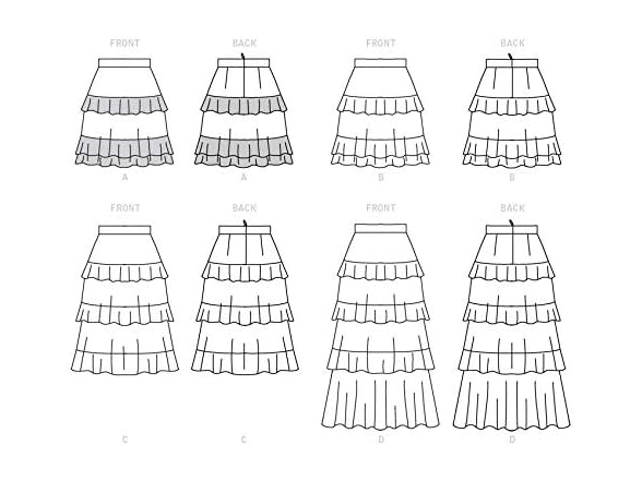 McCall Pattern Women's Flounce Skirt, Sizes