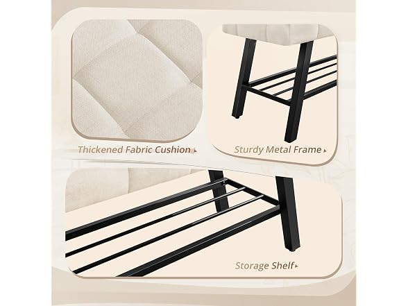 Lue Bona 45" Entryway Bench Linen Color