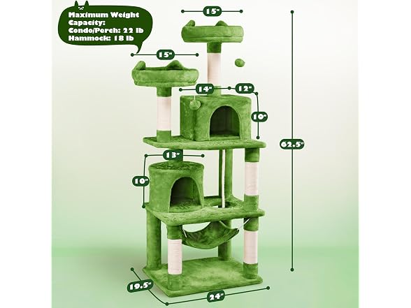 Yaheetech 62.5inches Cat Tree Cat Tower