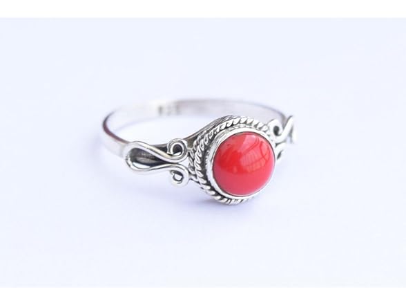 Navya Silver Shop Coral Stone Ring