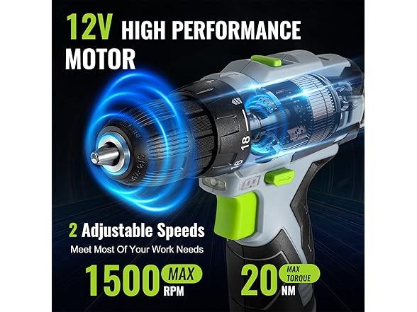 WORKPRO 12V Cordless Drill Driver Kit