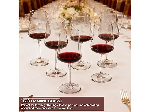 GENICOOK Wine Glasses Set Of 6 18 oz