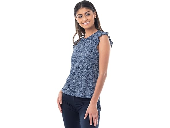 Lee Women Ruffle Sleeve Crewneck Tank Top