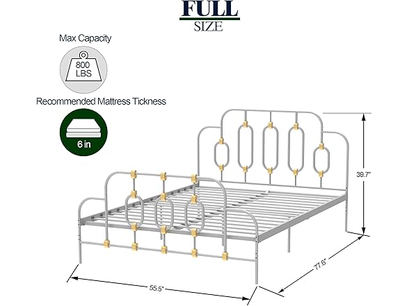 Dolonm Vintage Full Metal Bed Frame