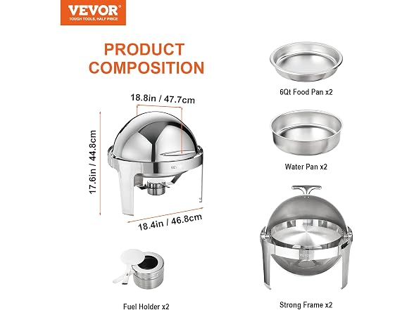 VEVOR Roll Top Chafing Dish Buffet Set