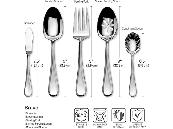 Mikasa Bravo 18.10 45 Piece Stainless Steel Flatware Set, Service for 8