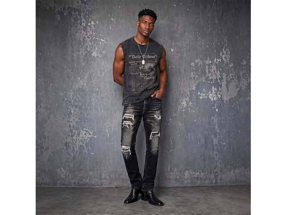 Blukraf Mens Slim Fit Stacked Jeans