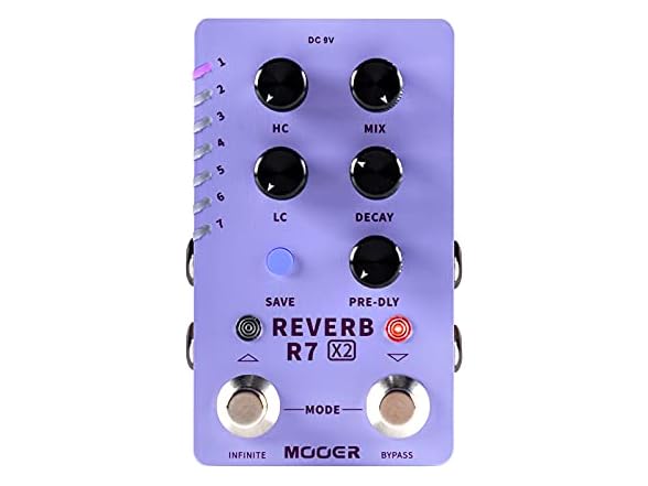 R7 X2 Stereo Multi Reverb Pedal