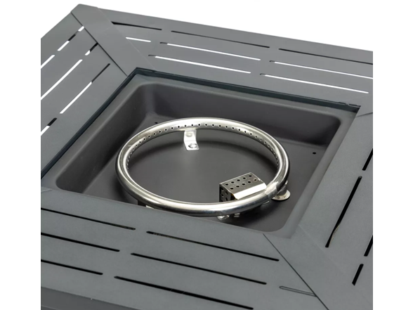 30" Sq Black Steel Fire Table – 50k BTU