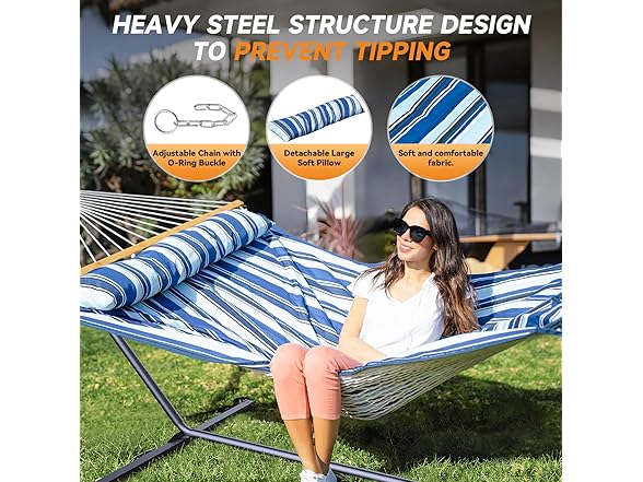 Everyfun 2 Person Outdoor Hammock with Stand