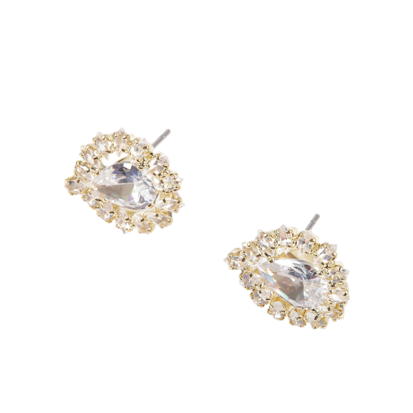 18K Gold Pear CZ Stud Earrings - Gallery 8
