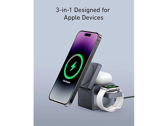 Anker 15W 3-in-1 MagSafe Wireless Charging Cube