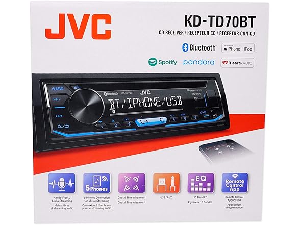 JVC KD-TD70BT CD Receiver Featuring Blue