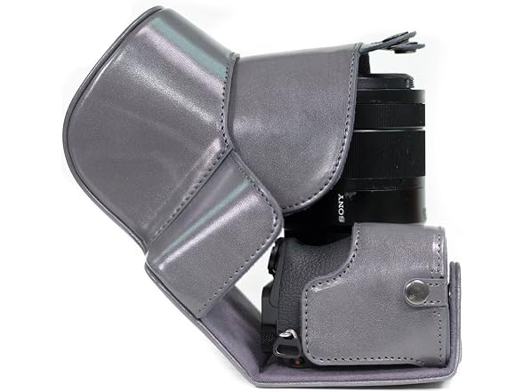 MegaGear Ever Ready Leather Camera Case and Strap (Gray)