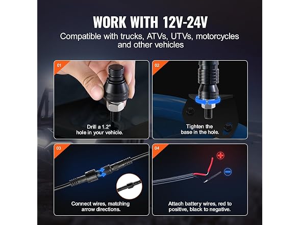 2 PCS 4 FT Whip Light, APP & RF Remote Control