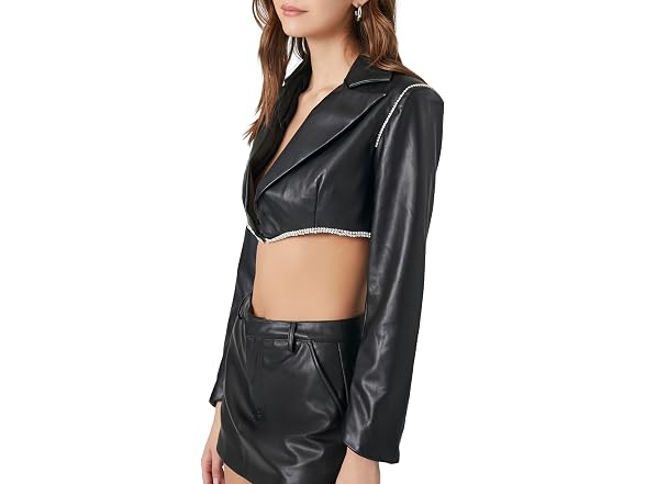 Forever 21 (XS) Cropped Faux Leather Jacket