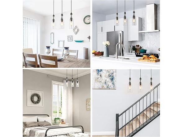 LNC Wooden Pendant Lights, 3 Pack