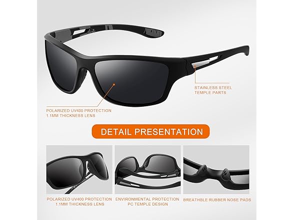 suoso Sports Polarized Sunglasses for Men