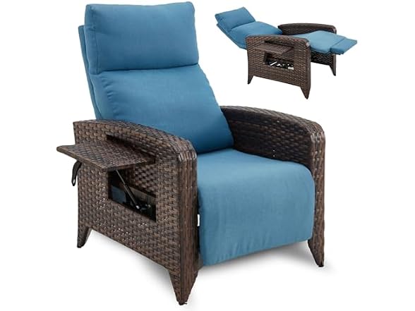 ZZW Upgraded Outdoor Recliner Chair Blue