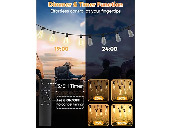 Brightever LED 50FT Outdoor String Lights with Remote