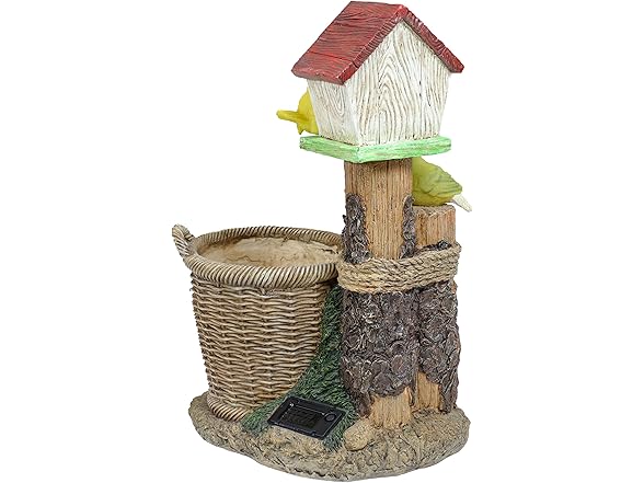 Sunnydaze Polyresin Bird House Outdoor Statue Planter