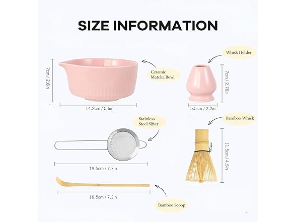 Pink Traditional Matcha Whisk Set