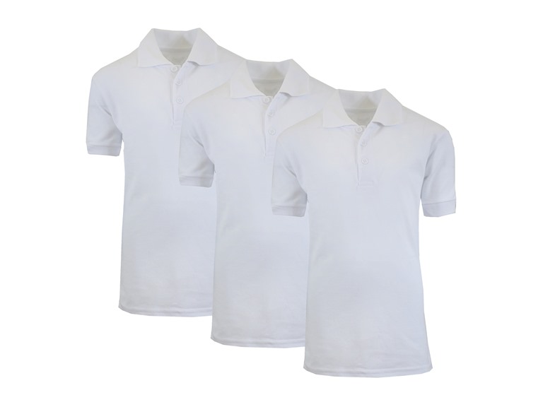 GBH WC-----(3-Pack Boy's Polos) ZBE / WH-WH-WH / 4 4 3PK Boys Short Sleeve School Polo White x3