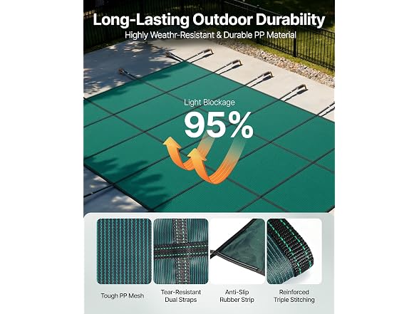Pool Safety Cover Fits 16x30ft Rectangle