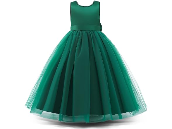 TTYAOVO Kids (6-7 Ye) Girls Flower Bead Wedding Dr