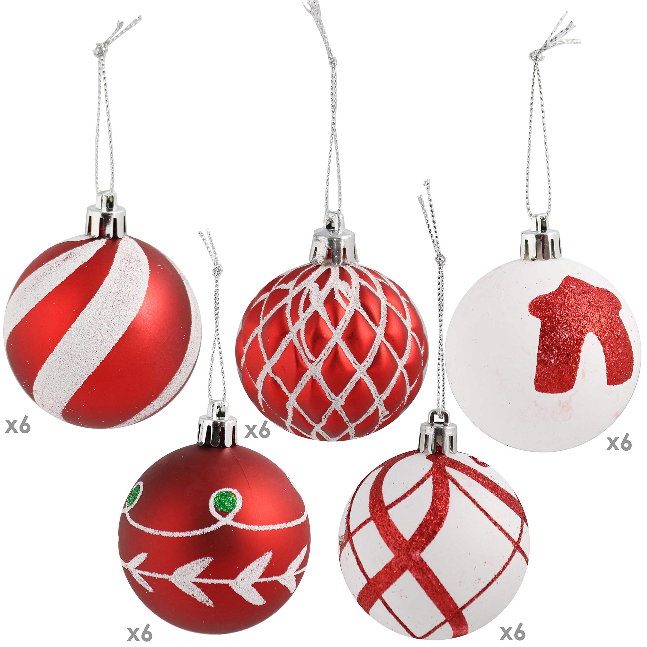 Holiday Glitter Plastic Ornaments 30pc - Gallery 7