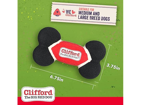Clifford Toughie Bone 6.75" Dog Toy