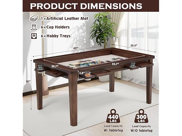 Haddockway Black Walnut 63"×39“ Board Game Table