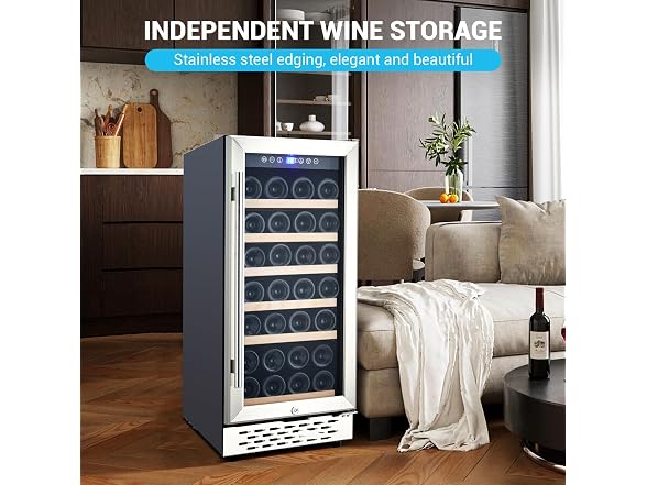 OUTLANE 15 Inch Wine Fridge - 28 Bottles Wine Coole