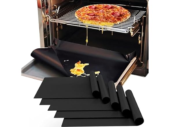 Demiwise 5 Pack Oven Liners for Bottom of Oven Black