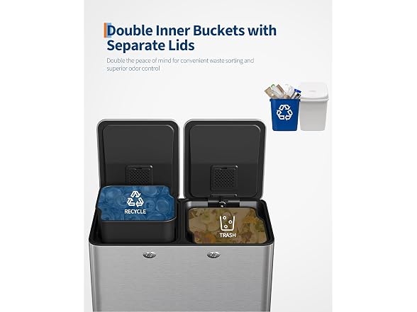 OUTLANE Trash Can, 2 x 8 gal (2 x 30 L) Garbage Can