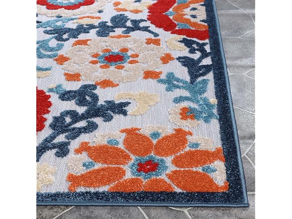 Superior Petunia Floral Scroll Rug 5x8