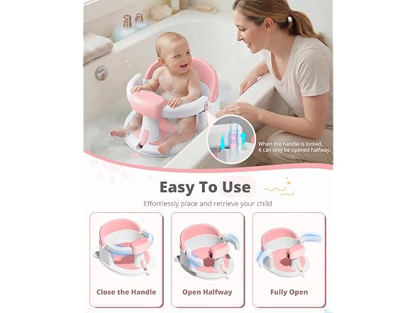 ONTHEWEI Pink Baby Bath Seat