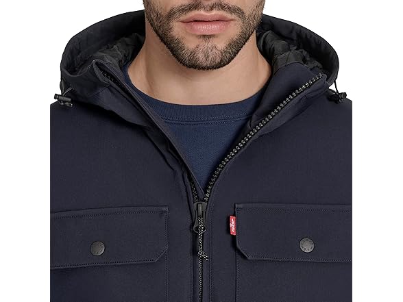 Levis Mens Ripstop Softshell Hooded Jacket