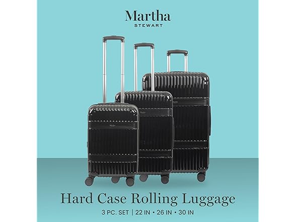 Martha Stewart The Bedford 3 Piece Rolling Luggage Set