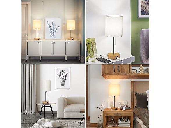 Bosceos Table Lamps Set of 2 with USB Charging Ports