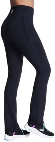 Skechers Women's Go Walk High Waisted Pant Joy – 4-Way Stretch, Moisture-Wicking, Layered Waistband, Black, X-Large