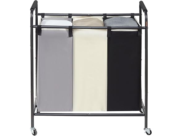 3-Section Laundry Basket, Heavy Duty Laundry