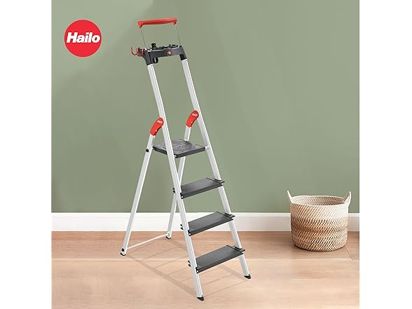 Hailo L100 Topline 4-Step Aluminum Step Ladder