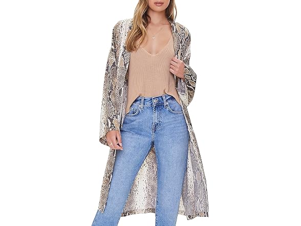 Forever 21 (S) Snakeskin Satin Kimono