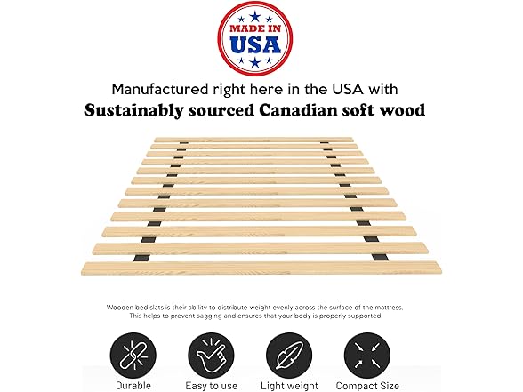 0.68" Horizontal Queen Wooden Bunkie Board/Bed Slats