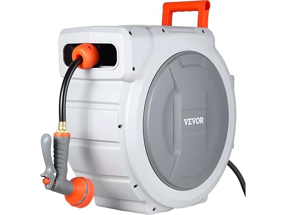 Retractable Hose Reel, 130 ft x 1/2 inch, 180°
